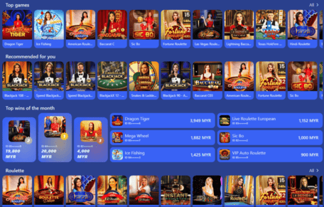 Lobi kasino langsung di DK88 dengan roulette, blackjack, baccarat dan meja dealer tersedia melalui antara muka platform utama