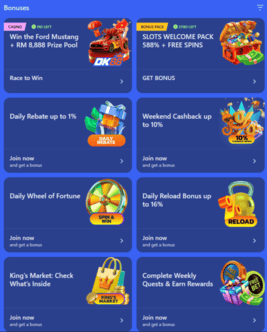 Halaman tawaran promosi di laman Dashking88 menunjukkan tawaran bonus, pilihan ganjaran dan butiran kempen untuk pengguna platform